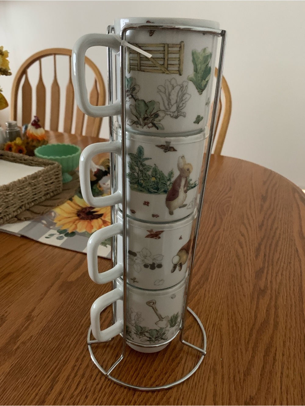 Peter Rabbit Stackable White Ceramic Mug Set of 4